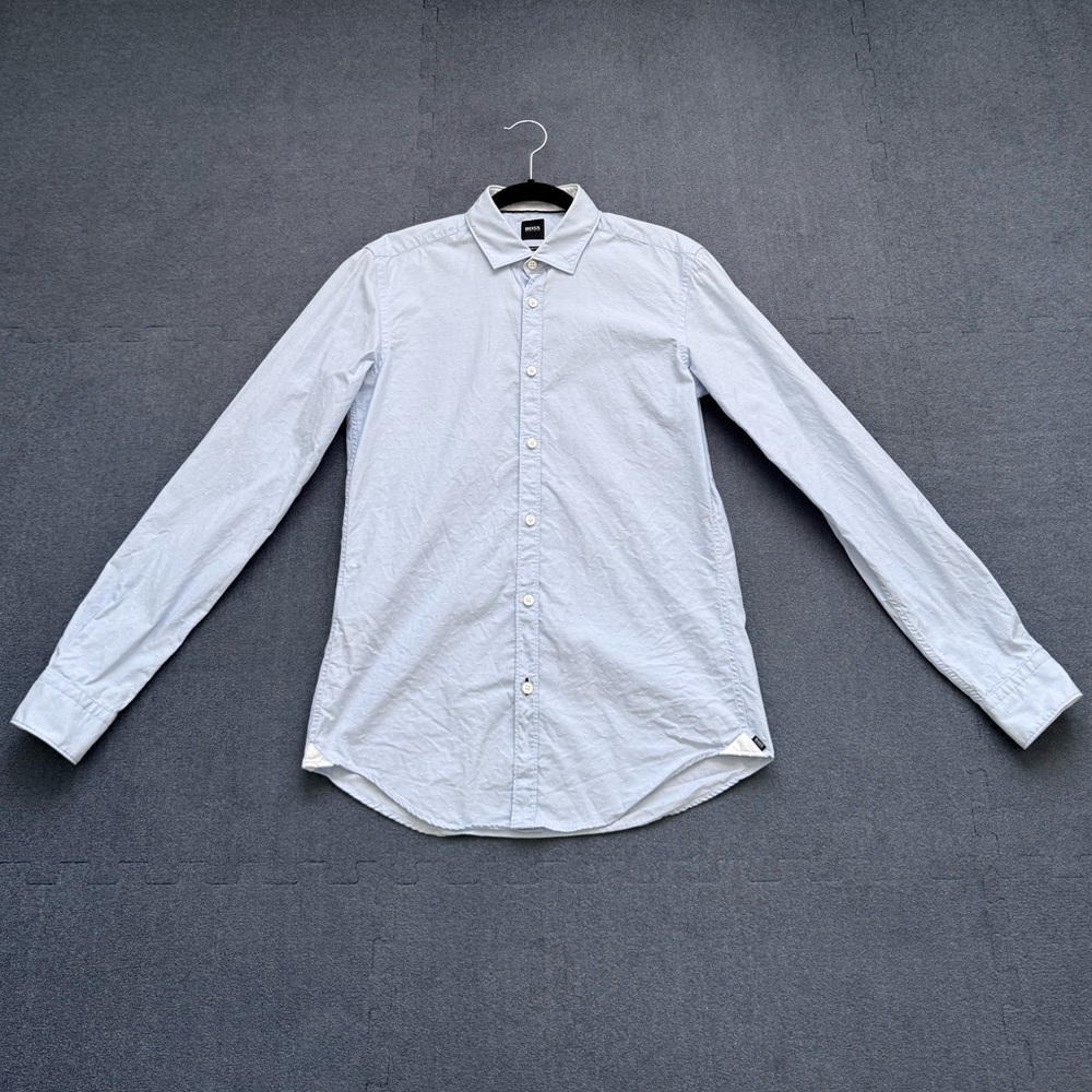 Hugo Boss Light Blue Slim Fit Casual Button-Down Shirt Small